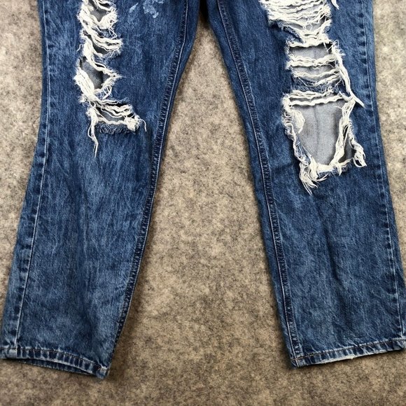 Almost Famous Jeans 11 31 Destroyed Distressed Torn Holes Acid Wash Skinny Blue - Picture 2 of 12